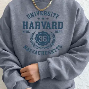 Üniversite Harvard Massachusetts Baskılı Erkek Sonbahar Polar Tişörtü Temel Rahat Kapüşonlu U