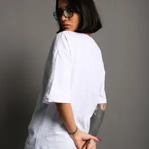 Usa Flag Baskılı Beyaz Oversize Tişört