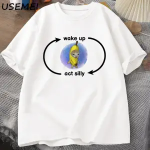 Uyandırma yasası aptal T Shirt ağlayan muz kedi Meme T-shirt komik üzgün Kitty kedi Zoning dı
