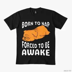 Uykuya dalınmak zorunda olan uyku eden köpek meme tişörtü Erkekler ve Kadınlar için %100 Pamu