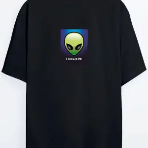 Uzaylı Baskılı Oversize Unisex T-shirt