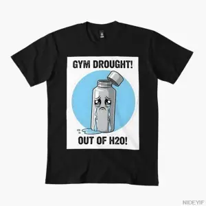 Üzgün Boş Ağlayan Su Şişesi Spor Salonu Mizah Karikatür T-shirt Erkekler Kadınlar Için % 100%