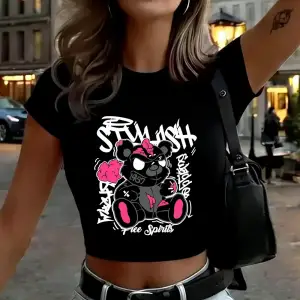 Uzun Zaman Önce Baskılı Kadın Babby Teeları Yazlık Yumuşak Yüksek Esnek Tişörtler O-Yaka Kısa