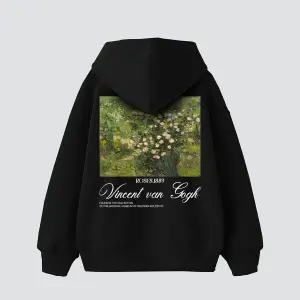 V. Van Gogh Roses Baskılı Oversize Unisex Siyah
