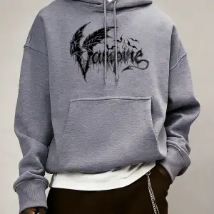 Vampir Yarasa Kanatları Desen Erkekler Temel Tüm Maç Hoody Gevşek Polar Elbise Rahat Cep Kaza