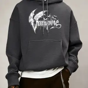 Vampir Yarasa Kanatları Desen Erkekler Temel Tüm Maç Hoody Gevşek Polar Elbise Rahat Cep Kaza