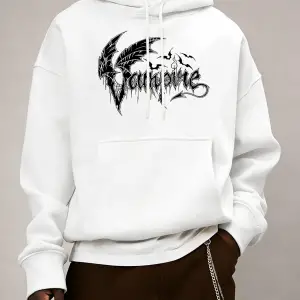 Vampir Yarasa Kanatları Desen Erkekler Temel Tüm Maç Hoody Gevşek Polar Elbise Rahat Cep Kaza