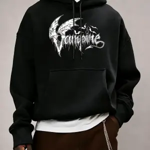 Vampir Yarasa Kanatları Desen Erkekler Temel Tüm Maç Hoody Gevşek Polar Elbise Rahat Cep Kaza