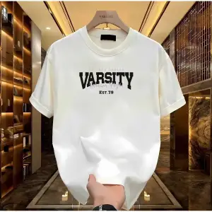 Varsity Baskılı Beyaz Erkek