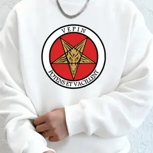 Vepin Potens Et Vacillent Baskılı Erkek Kazak Kış Bisiklet Yaka Kapüşonlular Sokak Polar Sıca