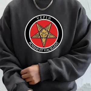 Vepin Potens Et Vacillent Baskılı Erkek Kazak Kış Bisiklet Yaka Kapüşonlular Sokak Polar Sıca