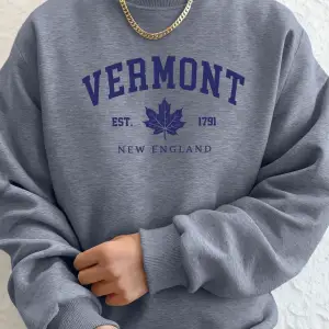 Vermont New England Est 1791 Baskılı Kapüşonlular Erkek Yumuşak Polar Eşofman Rahat Sonbahar