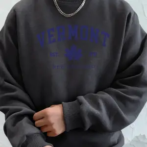 Vermont New England Est 1791 Baskılı Kapüşonlular Erkek Yumuşak Polar Eşofman Rahat Sonbahar