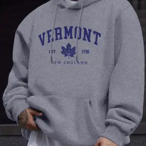 Vermont New England Est 1791 Pattern ManS Tops Autumn Casual Pullovers Street Warm Sweatshir