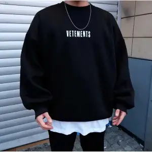 Vetements Renkli Oversize Bisiklet Yaka Pamuklu Sweatshirt Beyaz