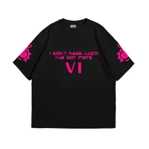 VI Arcane Baskılı Oversize Unisex Beyaz