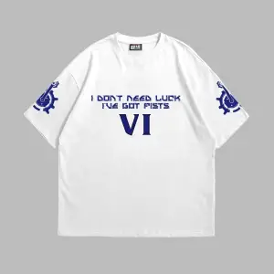 VI Arcane Baskılı Oversize Unisex Beyaz