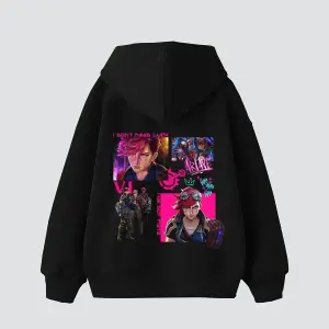 VI Arcane Baskılı Oversize Unisex Siyah