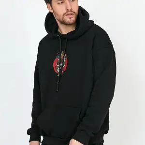 Victory or Death Siyah Oversize Unisex Kapüşonlu Sweatshirt Hoodie