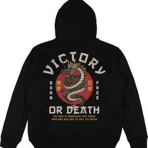 Victory or Death Siyah Oversize Unisex Kapüşonlu Sweatshirt Hoodie