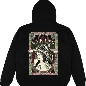 Viking Siyah Oversize Unisex Kapüşonlu Sweatshirt Hoodie