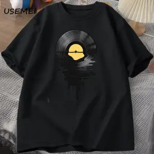 Vinil Kayıt T Shirt Vinil Serin Gün Batımı Vintage Müzik Sevgilisi Tee Tshirt DJ Müzik Öğretm 2866