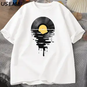 Vinil Kayıt T Shirt Vinil Serin Gün Batımı Vintage Müzik Sevgilisi Tee Tshirt DJ Müzik Öğretm 2866