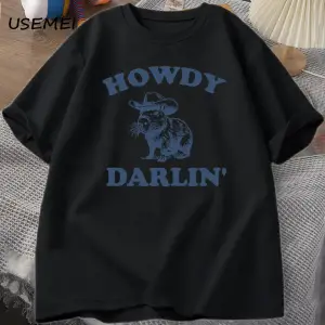Vintage 90s Komik Kapibara T Shirt Kadın Retro Y2k Estetik Sevimli Howdy Darlin T-Shirt Komik 3030