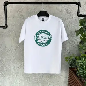 Vintage Baskılı Beyaz Erkek