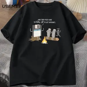 Vintage Retro Tech Internet komik tişört Erkek Kadın Baskılı Rahat Kısa Kollu Karışımı Ekip B 2794