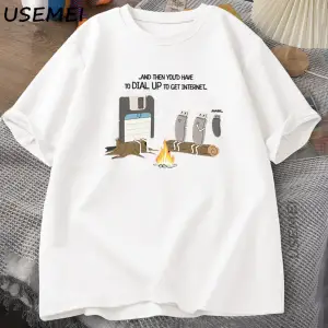 Vintage Retro Tech Internet komik tişört Erkek Kadın Baskılı Rahat Kısa Kollu Karışımı Ekip B 2794