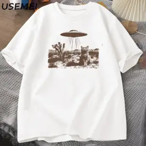 Vintage UFO Cowboy Cat T Shirt Retro T-Shirt 90s Western Tshirt Wild West Kitten Tshirt Casua 3047