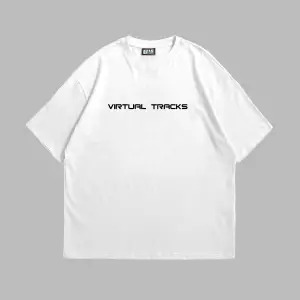Vırtual Tracks Baskılı Oversize Unisex Beyaz