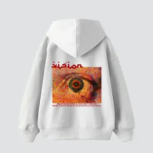 Vision Baskılı Oversize Unisex Premium Beyaz