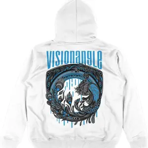 Visionangle Beyaz Oversize Unisex Kapüşonlu Sweatshirt Hoodie