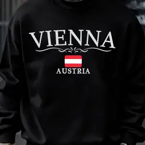 Viyana avusturya bayrağı baskılı erkek tişörtü o-boyun rahat kazaklar sonbahar polar bol giys