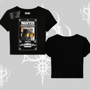 Wanted Temalı Kedi Baskılı Babby Tee Tshirt