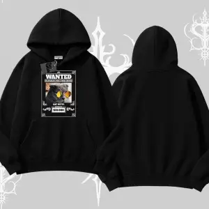 Wanted Temalı Kedi Baskılı Kapşonlu Sweatshirt