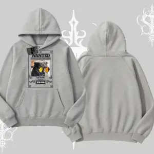 Wanted Temalı Kedi Baskılı Kapşonlu Sweatshirt