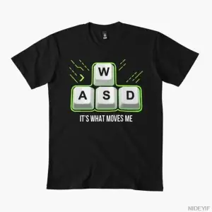 WASD Beni Hareket Ettiren Şey O Olan Oyuncu Mizahı Erkekler ve Kadınlar İçin %100 Pamuklu Tiş