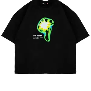 WE BORN Baskılı Beyaz Oversize Unisex