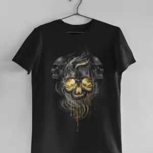 Wed Kuru Kafa Gold Görünüm Dead Gothic Rocker Dijital Baskılı T-shirt