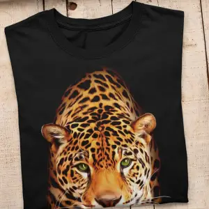 Wed Unisex %100 Pamuk Siyah, Rahat Kalıp, Asi 3d Görünümlü Kaplan, Tiger T-shirt