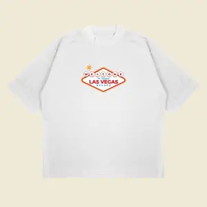 Welcome Las Vegas Baskılı Oversize Unisex Pamuklu Nefes Alan Kalın Kumaşlı