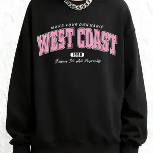 West Coast Letter 1998 Baskılı Sweatshirt Kadın Kışlık Yuvarlak Yaka Kapüşonlu Bol Jogger Kaz
