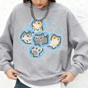 What The Cat Ice Baskılı Sweatshirtler Kadın Sonbahar Yuvarlak Yaka Oversize Kapüşonlu Üstler