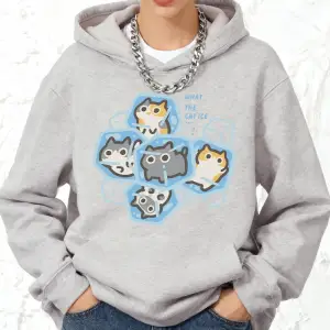 What The Cat Ice Prints Pamuklu Kapüşonlular Kadın Sportif Bol Kazak Kışlık Polar Sıcak Kazak