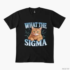 What The Sigma Cat Erkek Kadın Tişörtü %100 Pamuklu Tişörtler Kısa Kollu Üstler 1215-2
