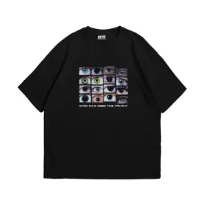 Who Can See Baskılı Oversize Unisex Beyaz