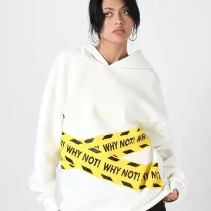 Why Not Baskılı Beyaz Oversize Unisex Kapüşonlu